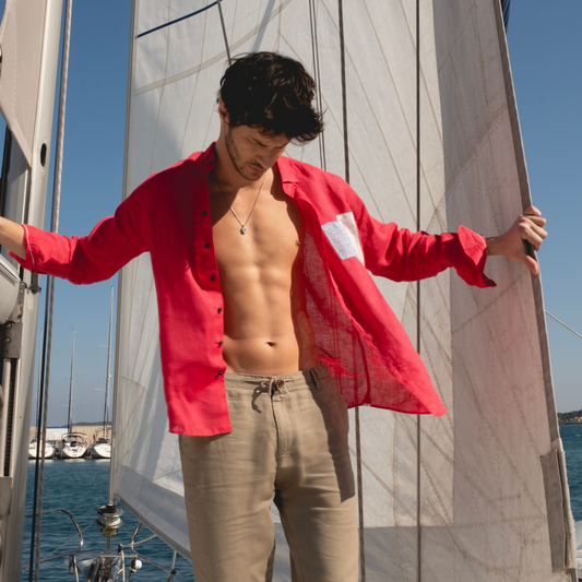 Tan Relaxed Fit Linen Pants