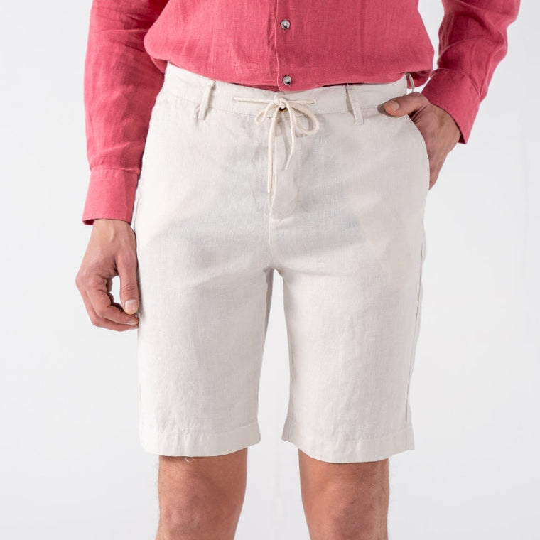 ecru linen shorts