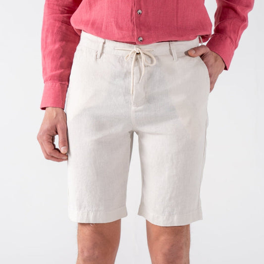 ecru linen shorts